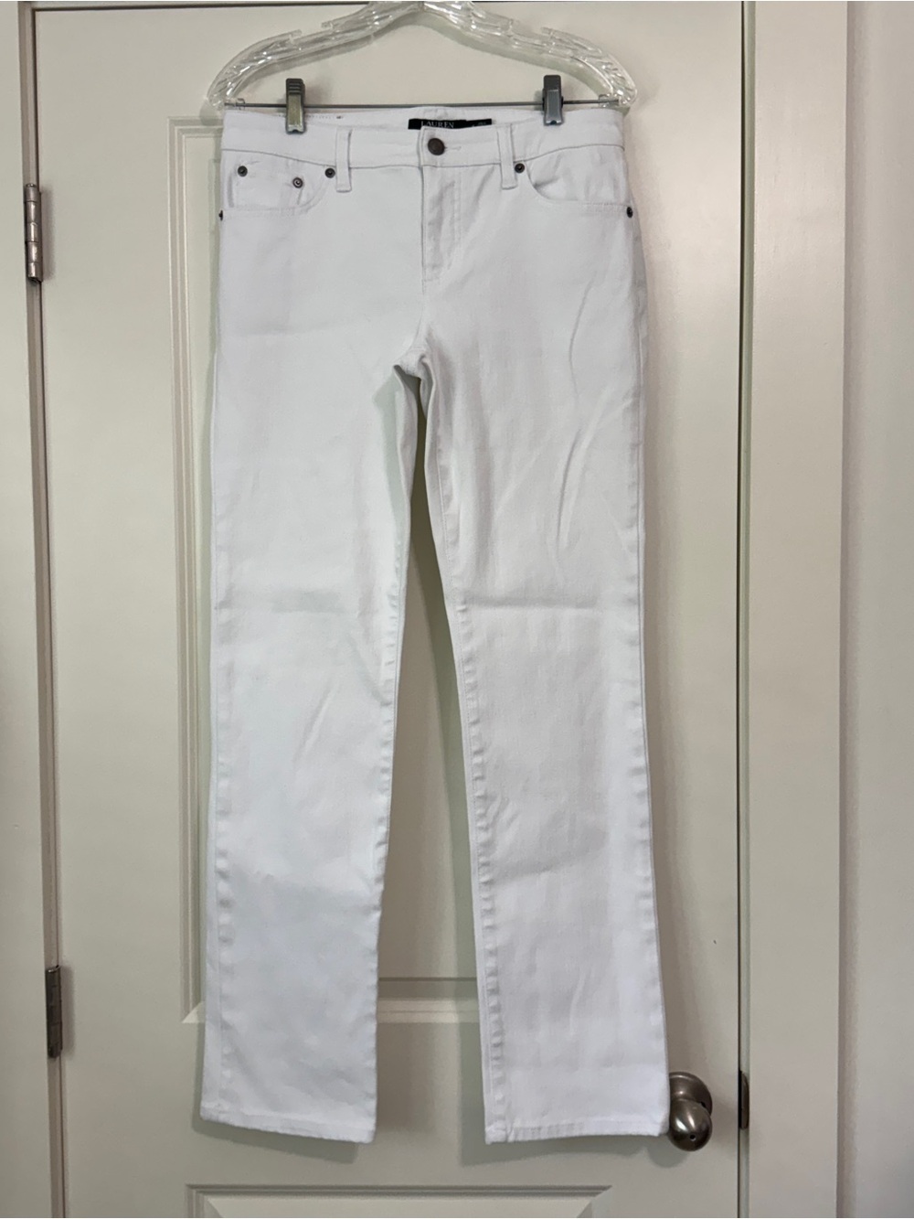 Lauren Ralph Lauren 4 White Modern Straight Curvy Jeans ~ Minimalist Classic